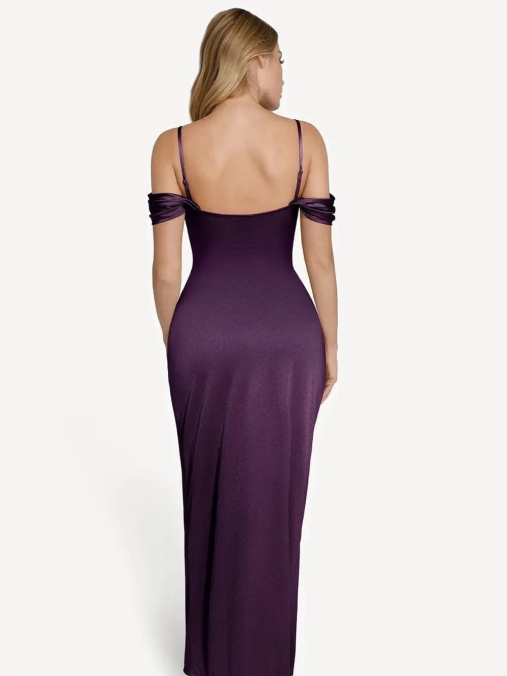 Shapewear Off Shoulder Shine Ruched Sculpting Maxi Dress - Picture 3 of 6
